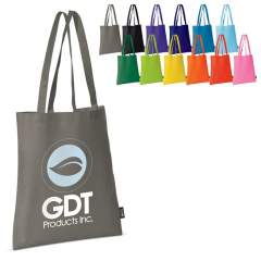 Coloured non-woven carrier bag with long handles. Large print area.