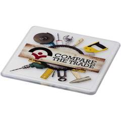 Dessous de verre en plastique solide avec un bord biseauté. Conforme à la norme EN12875-1. Lavable au lave-vaisselle.