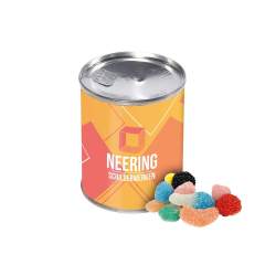Can filled with approx. 50 gram soft jelly's, including full colour printed wrapper