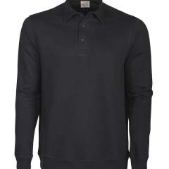 Sweatshirt met polokraag. 2 x 2 rib met elastaan aan de boord onderaan en aan de manchetten. Oeko-Tex 100 gecertificeerd.