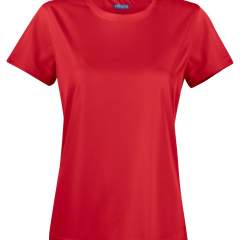 • functioneel T-shirt met ronde hals voor dames<br />• spin-dyed polyester: milieuvriendelijk verfprocedé waarbij 75% minder water, 67% minder chemicaliën en 39% minder energie wordt verbruikt<br />• ander voordeel van dit verfproces: zeer goed kleurbehoud<br />• versterkte ribboord aan de kraag<br />• functioneel materiaal dat vocht wegvoert van het lichaam<br />• sneldrogend<br />• krimp- en kreukvrij