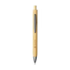 WoW! Blue ink ballpoint pen with beautiful, FSC 100% certified bamboo barrel. The triangular shape makes the pen very comfortable to hold. Nicely finished with a bamboo push button and metal clip.