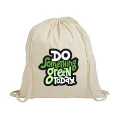 100% cotton (100 g/m²) backpack. With drawstring. OEKO-TEX® certified. Capacity approx. 8 litres.