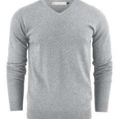 Gebreide sweater met V-hals. 1x1 rib aan de zoom onderaan en aan de manchetten. Dubbelgevouwen, zachte rand aan de kraag.