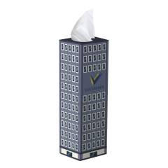 Tower tissue box filled with 50 3-ply tissues.