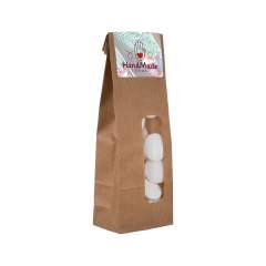 Paper bag with full colour printed sticker, filled with 100 gram sweets