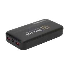 Batterie externe Grundig. La batterie externe en ABS a une capacité de 20 000 mAh, ce qui signifie que vous pouvez recharger votre téléphone jusqu'à quatre fois avant de devoir recharger la batterie externe. Avec suffisamment de puissance pour charger une tablette et d'autres appareils. Cette batterie externe est idéale pour les voyages ou les sorties. La batterie externe dispose de sorties USB : 2 ports USB-A et 1 port USB-C pour la recharger. Cela signifie que vous pouvez charger deux appareils en même temps. Avec indicateurs LED pour le niveau de la batterie, bouton marche/arrêt et batterie Li-polymère intégrée. Entrée Micro : 5 V/2 A 9 V/2 A 12 V/1,5 A.  Entrée Type-C : 5 V/2,5 A 9 V/2 A 12 V/1,5 A. Sortie Type-C : 5 V/3 A 9 V/2,22 A 12 V/1,67 A. Sortie USB-A1/A2 : 5 V/3 A 9 V/2,22 A 10 V/2,25 A 12 V/1,67 A. Câble USB-C/micro-USB inclus. Emballage par pièce.