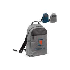 Convenient backpack with a stylish and formal design for everyday use. The pocket on the front has a zipper closure. On the side there is a special pocket for a bottle.