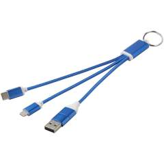 4-in-1 oplaadkabel aan sleutelhanger van gerecycled aluminium met een max. vermogen van 10 W. Dankzij de USB-A en Type-C ingangsconnectoren in combinatie met de Type-C en Lightning/Micro USB combi-uitgangsconnectoren (ondersteunt Apple iOS- en Androi... 4-in-1 oplaadkabel aan sleutelhanger van gerecycled aluminium met een max. vermogen van 10 W. Dankzij de USB-A en Type-C ingangsconnectoren in combinatie met de Type-C en Lightning/Micro USB combi-uitgangsconnectoren (ondersteunt Apple iOS- en Androi...