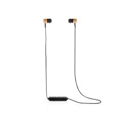 Ecouteurs sans fil en bambou livré dans une pochette ECO. Ils sont équipés d'un aimant pour les accrocher ensemble et éviter de les perdre lorsqu'ils ne sont pas utilisées. Batterie de 55 mAh pour une autonomie de 3 heures et chargement en 1 heure. BT 5.0 pour connexion rapide jusqu'à 10 mètres. Avec microphone. 3 tailles d'embouts inclus.<br /><br />HasBluetooth: True
