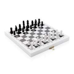 Why get one game when you can play three! This 3 in 1 set of classic board games includes chess, checkers and backgammon. Offering endless hours of fun and logical-thinking, the double-sided multi board game set is the perfect Sunday afternoon activity. The box contains 2 dice, 30 backgammon pieces and a complete chess set. Made with FSC®certified wood. Comes in FSC®certified  kraft gift packaging.
