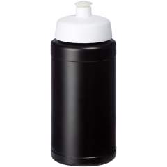 Single-walled sport bottle made from in-house pre-consumer recycled plastic. Features a spill-proof lid with push-pull spout. Volume capacity is 500 ml. Shade of black may vary due to the nature of the recycled material. Made in the UK. BPA-free.