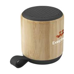 Enceinte sans fil Bluetooth 3W avec un boîtier en bambou naturel certifié FSC 100% et en tissu. Bluetooth version 5.0. Avec une puissance de 3 W, cette enceinte produit un son optimal. La batterie au lithium rechargeable intégrée de 300 mAh garantit une autonomie de lecture jusqu'à 3 heures avec une charge complète. Portée sans fil jusqu'à 10 mètres. Facile à utiliser et compatible avec les smartphones et tablettes les plus courants. Comprend un câble de charge avec connexion USB-C et un mode d'emploi. Chaque article est fourni dans une boite individuelle en papier kraft marron.