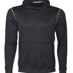 Polyester sweatshirt met capuchon. Contrasterende flatlock naden aan de schouders en mouwopening. Binnenzijde is geborsteld voor een zacht en warm gevoel. Ook verkrijgbaar in kindermaten.