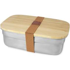 Cette boîte à lunch en acier inoxydable a une capacité de 700 ml. Elle possède un couvercle en bambou avec un joint en silicone pour garder la boîte à lunch fermée correctement. Comprend une fermeture par bande élastique qui maintient le couvercle en place lors de vos déplacements. Le bambou utilisé est sélectionné et produit selon des normes durables. Le récipient passe au lave-vaisselle sans le couvercle.