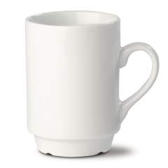 Tasse en porcelaine blanche empilable. Convient à la machine à café à dosettes et aux autres machines à café.