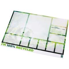 Bloc-notes Desk-Mate® A2 blanc avec des feuilles en papier recyclé 80 g/m². Marquage possible sur chaque feuille.  Trois tailles disponibles Trois tailles disponibles (25/50/100 feuilles). 