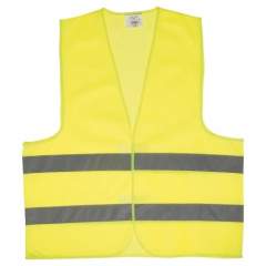 Yellow safety vest for adults with two reflecting strips and Velcro closure. Made of firm but light polyester which makes the vest comfortable to wear. Complies with the European EN20471 standard, class 2/2.
