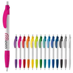 Stylo bille TOPPOINT clip courbé et grip caoutchouc. Fabriqué en Europe. Couleurs opaques. Stylo équipé d’une cartouche d’ encre X20 bleu pour 2,5 km de plaisir d’écrire. Marquage en tampographie et serigraphie. Tous nos produits sont testés et certi...