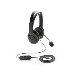 Casque en ABS pour PC avec contrôle du volume filaire et une qualité de son stéréo parfaite pour des conversations claires pendant les appels. Compatible avec les PC et les Mac®. Avec un câble USB A de 2 mètres pour une connexion optimale avec n'importe quel ordinateur. Parfait pour les appels et les conférences vidéo.