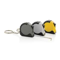 1 metre keychain tape. Made from RCS recycled ABS and stainless steel blade. Total recycled content: 27% based on total item weight. RCS certification ensures a completely certified supply chain of the recycled materials. Packed in FSC mix packaging....