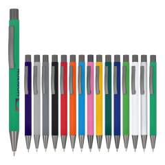 The recycled aluminum edition of our popular New York pen, with a soft touch finish; an elegant, aluminum ball pen with a sleek vibe. The pen comes with blue writing ink.