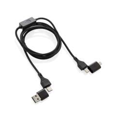 Oplaad- en datakabel van 60 W die al uw mobiele apparaten op topsnelheid kan opladen en zelfs het opladen van laptops ondersteunt. De kabel heeft een unieke geïntegreerde knop om de gegevensoverdrachtfunctie uit te schakelen wanneer u de kabel in het openbaar gebruikt, om te voorkomen dat gegevensdiefstal of hackers toegang krijgen tot uw telefoon. Druk eenvoudig op de knop om de beveiligingsmodus te activeren. De kabel is gemaakt van gerecycled TPE, PET, ABS en gerecycled aluminium. 120 cm lang en ondersteunt Car Play en Android Auto (alleen type C tot type C). Totaal gerecycled materiaal: 52% op basis van het totale gewicht van het item. RCS-certificering zorgt voor een volledig gecertificeerde toeleveringsketen van de gerecyclede materialen. Verpakt in FSC mixverpakking. PVC-vrij.<br /><br />PVC free: true