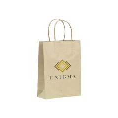 WoW! Sturdy paper gift bag (size M) made from recycled grass paper (120 g/m²). Due to the use of natural materials, irregularities in the paper can be seen and/or felt. This gives the product a beautiful natural look. The bag has two short paper carrying loops, a folded bottom and a side fold. No trees are cut down for the production of this bag.