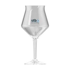 Plastic beerglass with stem, of the HappyGlass brand. The beautiful chalice is specially designed to enhance the flavours and aromas of traditional beers. Made from clear, transparent BPA-free Tritan copolyester plastic. Virtually unbreakable and lightweight. Well suited for use at events, fairs and parties in the open air. This quality glass is suitable for multiple use. This product is dishwasher-safe. Washing by hand is recommended to preserve the imprint. Capacity 400 ml. Made in The Netherlands.
