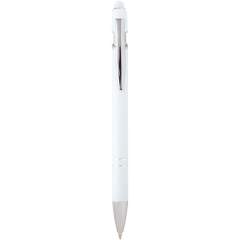 Der Kish Kugelschreiber in Silber hat einen Schaft aus recyceltem Aluminium und einen Stylus aus Silikon. Recyceltes Aluminium reduziert die Menge an Deponiemüll, schont die natürlichen Ressourcen und reduziert die Treibhausgasemissionen. Tintenfarbe: Blau. Schreiblänge: 800 Meter. Schreibspitze: 1 mm.