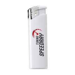 Briquet électronique rechargeable de la marque Flameclub® avec flamme réglable. Avec sécurité enfants. Certifié NEN : EN13869. Certifié TÜV et certifié ISO : ISO9994. Briquet ne sont fournis qu’avec l’impression.