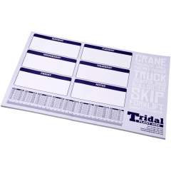 Sous-main Desk-Mate® A2 blanc avec des feuilles de papier vierge de 80 g/m². Marquage possible sur chaque feuille. 2 tailles disponibles  (25/50 feuilles)