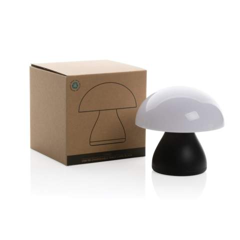 Trendy re-chargeable and portable table lamp that will look good both on your desk or in your living room. Made with RCS certified recycled ABS and RCS certified recycled aluminum. Total recycled content: 84% based on total item weight. RCS certification ensures a completely certified supply chain of the recycled materials. The table lamp will operate up 18 hours on one single charge and can be re-charged in 2 hours. With two modes (warm light and white light) that can be adjusted by touching the top of the lamp.  Rechargeable via USB-C. Packed in FSC® mix packaging. IPX 4 waterproof.<br /><br />PowerbankCapacity: 900<br />Lightsource: LED<br />PVC free: true