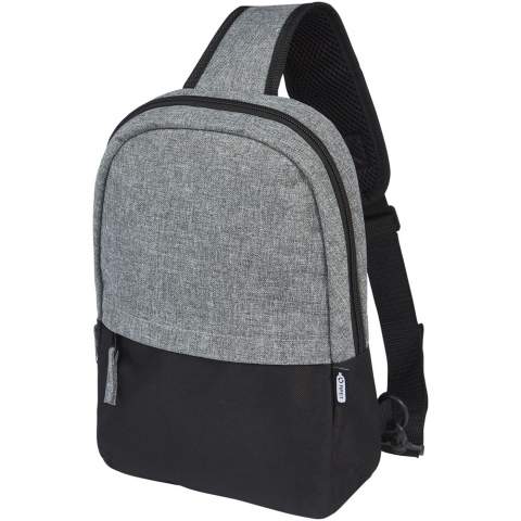 Made from 100% recycled materials on the exterior, the two-tone GRS recycled sling features 1 zippered front pocket, plus a zippered main compartment containing a 12" tablet sleeve. It also has a zippered inner pocket for safe keeping, and with its fully adjustable and padded shoulder strap it's comfortable to carry around.
