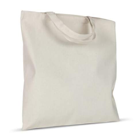 Sac à bandoulière classique en coton avec des poignées plus courtes, idéal pour les activités promotionnelles et les conférences. Ce sac est certifié OEKO-TEX®, ce qui en fait un choix durable.