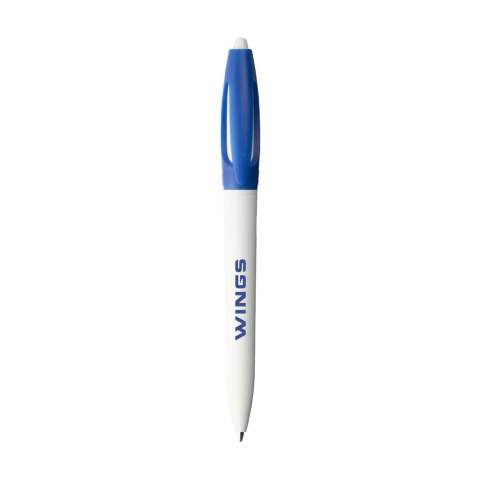 Blauwschrijvende balpen met een moderne, gekleurde clip van het merk Stilolinea®. De houder is gemaakt van PLA, een materiaal afgeleid van plantaardige vezels. Volledig biologisch afbreekbaar en composteerbaar, en afkomstig van 100% hernieuwbare bronnen. Met 'from plants' in hoog reliëf op de zijkant van de clip. Made in Italy.