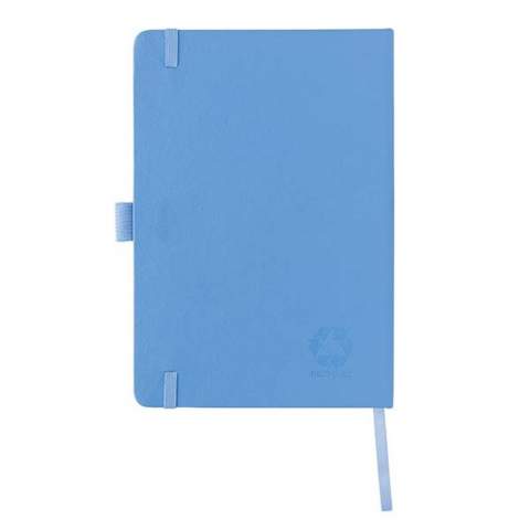 Jot down your thoughts and creative inspirations in this elegant A5 RCS certified recycled bonded leather hardcover notebook. Its stylish design boasts a beautiful finish, making it a sophisticated choice for your writing needs. The notebook is equipped with 80 sheets/160 pages of high-quality 70 gm/s white colored lined RCS certified recycled paper. It also features a vertical elastic band and a convenient pen loop, adding to its practicality and charm. Total recycled content: 67% based on total item weight.<br /><br />NotebookFormat: A5<br />NumberOfPages: 160<br />PaperRulingLayout: Lined pages