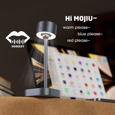 Lampe de table intelligente avec batterie rechargeable de 6 h, éclairage LED RVB et contrôle vocal. Support MagSafe rotatif à 360° pour téléphone.