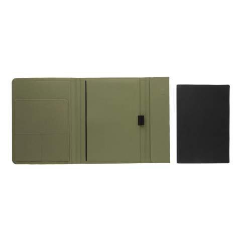 Keep all your work essentials organised in this beautiful A5 Aware™ RPET portfolio. Inside the portfolio you can find a matching notebook. The notebook contains 64 sheets/128 sheets cream coloured lined 80gm/s paper. Inside you will find 1 big sleeve pocket, 2 card slots and a pen loop. Magnetic closure. With AWARE™ tracer that validates the genuine use of recycled materials. Each portfolio saves 3.9 litres of water and has reused 6.5 0.5L PET bottles. 2% of proceeds of each Impact product sold will be donated to Water.org. PVC free.<br /><br />NotebookFormat: A5<br />NumberOfPages: 128<br />PaperRulingLayout: Lined pages