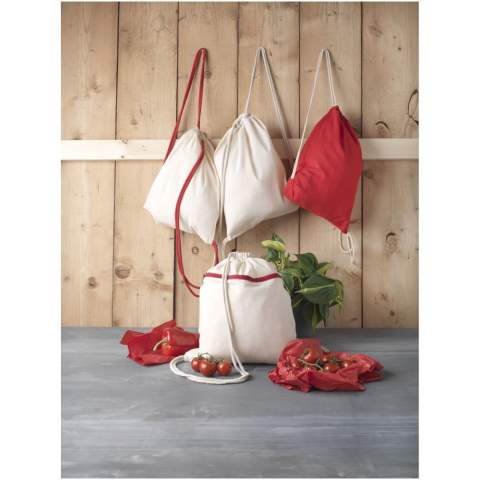 Large main compartment with cotton drawstring closure. Resistance up to 5 kg weight. 