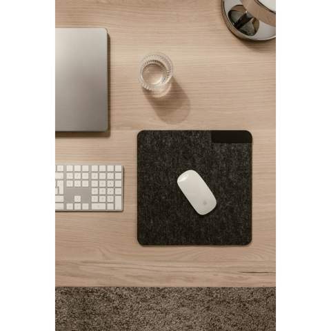Mouse pad crafted from GRS recycled felt, showcasing a mélange effect. Ideal for the contemporary office, it features anti-slip dots on the reverse for stability. Certified by GRS (Global Recycled Standard), GRS certification guarantees that the entire supply chain of the recycled materials is certified. The total recycled content is based on the overall product weight. This product contains 95% GRS recycled felt.