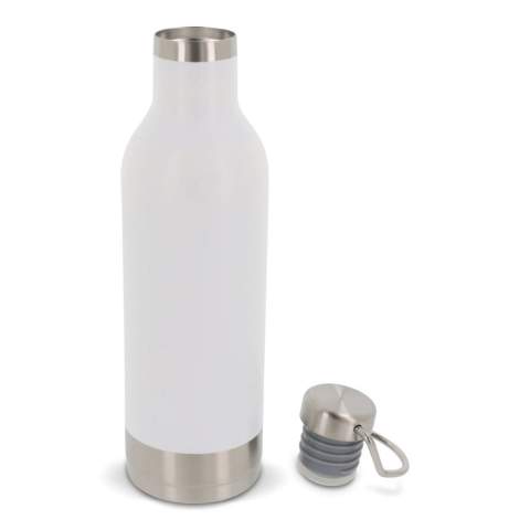 Dubbelwandige vacuüm geïsoleerde thermofles in stoere outdoor uitstraling. De 100% lekvrije fles wordt verpakt in mooie geschenkverpakking. Door het vacuüm tussen de wanden blijven dranken langer op temperatuur. Dranken blijven tenminste 12 uur warm of 24 uur koud.