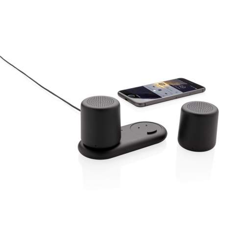 Plaats de speakers waar u maar wilt en beleef een geweldige geluidservaring. De 2 3W-speakers kunnen worden gekoppeld voor een perfect stereogeluid. De speakers zijn uitgerust met een 300 mAh batterij die een speelduur tot 2 uur mogelijk maakt en maken gebruik van BT 4.2 waarmee u tot 10 meter contact kunt maken via uw tablet of telefoon. De ABS-speakers kunnen eenvoudig worden opgeladen door ze op het laadstation te plaatsen. Inclusief micro-USB-kabel van 120 cm om het basisstation op uw bureau of tafel te plaatsen voor direct gebruik.<br /><br />HasBluetooth: True<br />NumberOfSpeakers: 2<br />SpeakerOutputW: 3.00