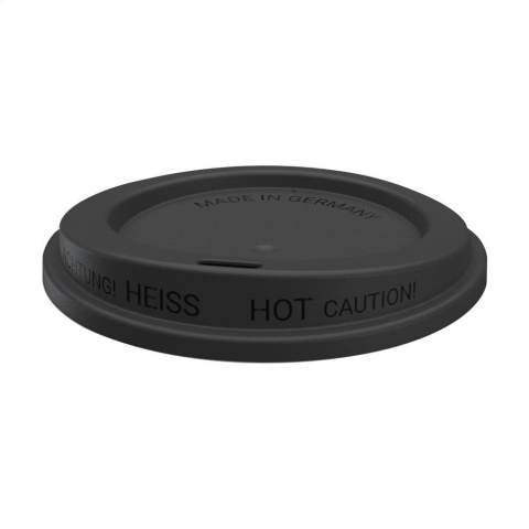 Reusable coffee cup ideal for drinks on the go. Made from plastic, this cup has a lid with an opening that helps to prevent spills. Fits in a standard car drinks holder making it ideal for use on the road. The perfect alternative to the disposable coffee cup. The perfect alternative to a disposable coffee cup. By switching to a reusable cup, billions of fewer cups end up in the waste. This beautiful cup is 100% recyclable and stackable. Dishwasher-safe. Washing by hand is recommended to preserve the imprint. Capacity 300 ml. Made in Germany. Minimum order 100 pieces per colour.