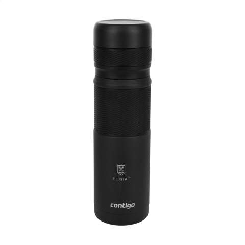 Sturdy thermo bottle with double stainless steel wall. Keeps the drink warm for upto 30 hours and cold for upto 45 hours. With screw cap/drinking cup and handy pouring system: The pouring spout is 360° rotatable for a constant flow from any angle. Grip-resistant part on bottle and cap. Leak free, odourless and BPA free. Incl. operating instructions. Capacity 740 ml.  STOCK AVAILABILITY: Up to 1000 pcs accessible within 10 working days plus standard lead-time. Subject to availability.   Contigo® The best in quality, design and technology. Immediately recognisable by its sleek and stylish design, strong and solid. The innovative Contigo® water bottles and thermo cups are odourless, tasteless and BPA-free. The drinking bottles are operated one-handed and guaranteed to be 100% leak-free, so can be used anywhere, anytime, also on the go. Comes with a 2-year manufacturer's warranty. Our top favourites for a durable promotion.