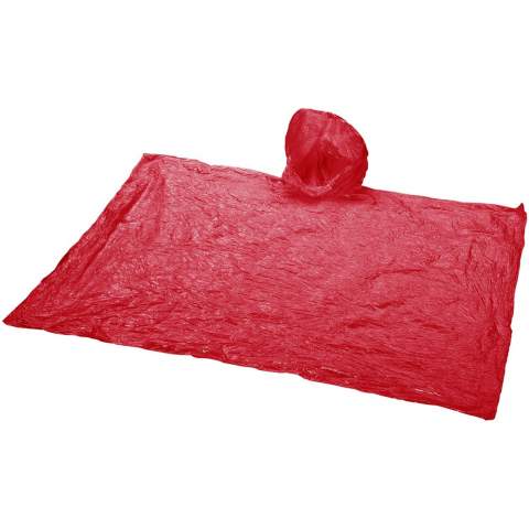One-size-fits-all hooded poncho (90x120 cm.) for unexpected downpours. Conveniently compact container hooks onto a keychain, fits into a small pocket and is a great add-on to any bag or drinkware piece. Decoration on container only.