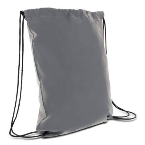 This reflective drawstring bag is perfect for carrying your belongings, day or night. The reflective material helps with visibility in the dark and the drawstrings serve as a closing mechanism as well as carry straps to carry the bag on your back.