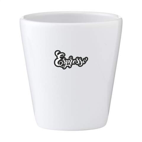 Trendy mug without handle. Made of high-quality ceramics. Suitable for all coffee machines. Dishwasher-safe. Capacity 210 ml. The imprint is tested and certified dishwasher-safe: EN 12875-2.