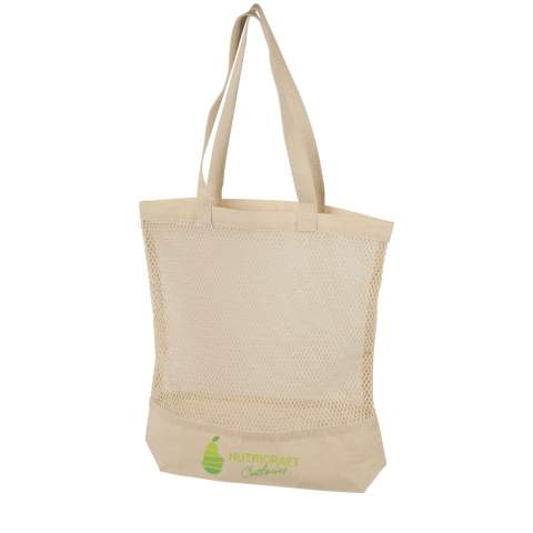 Wiederverwendbare Einkaufstasche aus Baumwollgewebe für Obst und Gemüse. Ausgestattet mit zwei Griffen mit einer Höhe von 27,5 cm. Kapazität: 12 Liter, Beständigkeit bis zu 10 kg Gewicht.