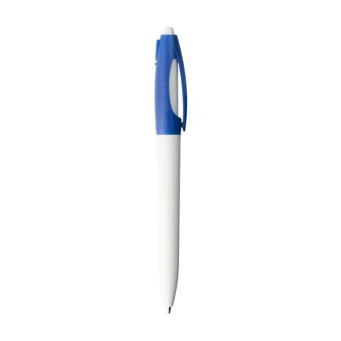 Blauwschrijvende balpen met een moderne, gekleurde clip van het merk Stilolinea®. De houder is gemaakt van PLA, een materiaal afgeleid van plantaardige vezels. Volledig biologisch afbreekbaar en composteerbaar, en afkomstig van 100% hernieuwbare bronnen. Met 'from plants' in hoog reliëf op de zijkant van de clip. Made in Italy.